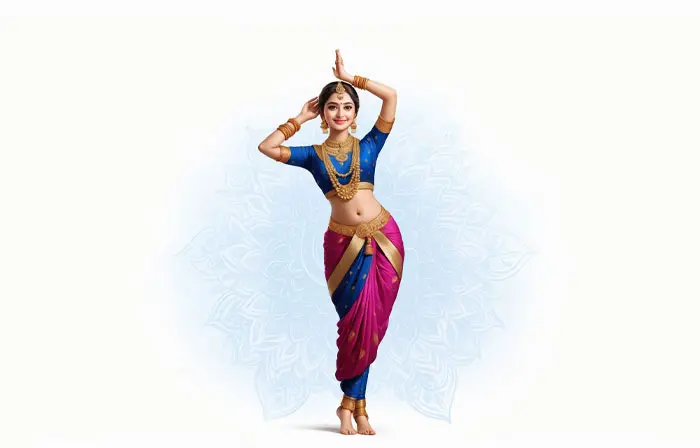 Beautiful Indian Classical Dance Girl Character Design 3D Illustration